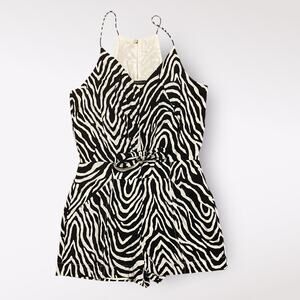 ViX Paula‎ Hermanny Fiorella Black Nora Mini Romper Zebra Print NWOT Size M